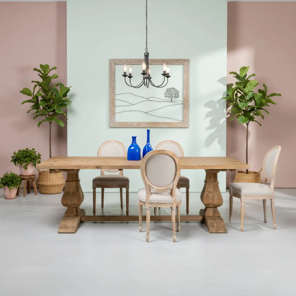 Fester Tisch 240x100 cm aus gealtertem, naturbelassenem Kiefernholz - Afrika Viadurini