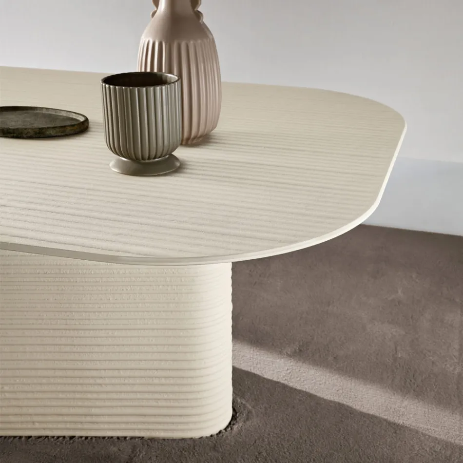 Fester Tisch 240 x 120 cm aus geriffeltem oder lackiertem Glas, hergestellt in Italien - Varo Viadurini