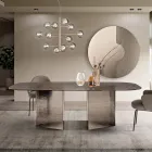 Fester Tisch 240 x 120 cm aus transparentem, geriffeltem Glas, hergestellt in Italien - Varo Viadurini