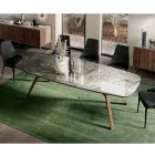 Fester tonnenförmiger Tisch mit Untergestell aus Canaletto-Walnuss-Esche, hergestellt in Italien – Norden Viadurini