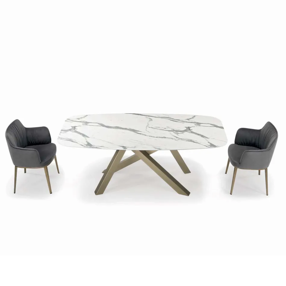 Fester Barrel-Tisch mit Laminatplatte, hergestellt in Italien – Settimmio Viadurini