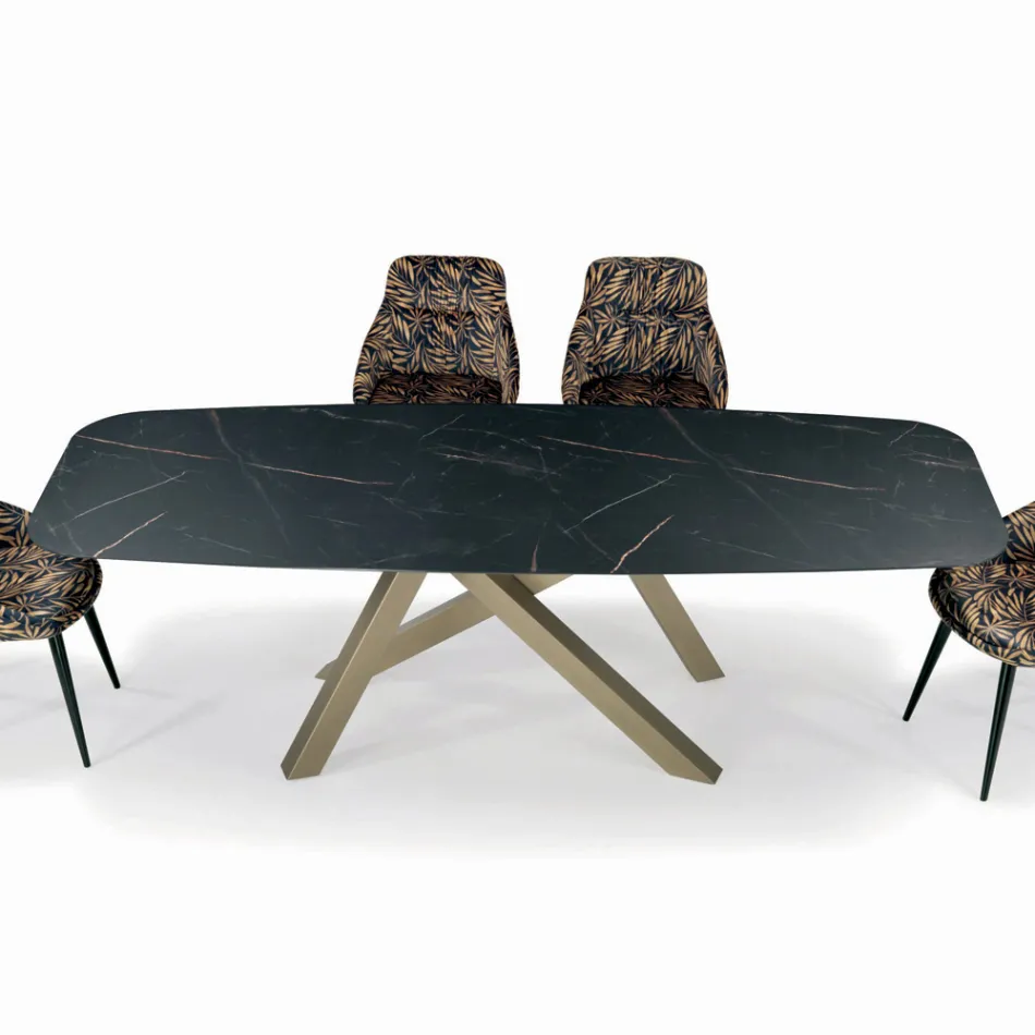 Fester Barrel-Tisch mit Laminatplatte, hergestellt in Italien – Settimmio Viadurini