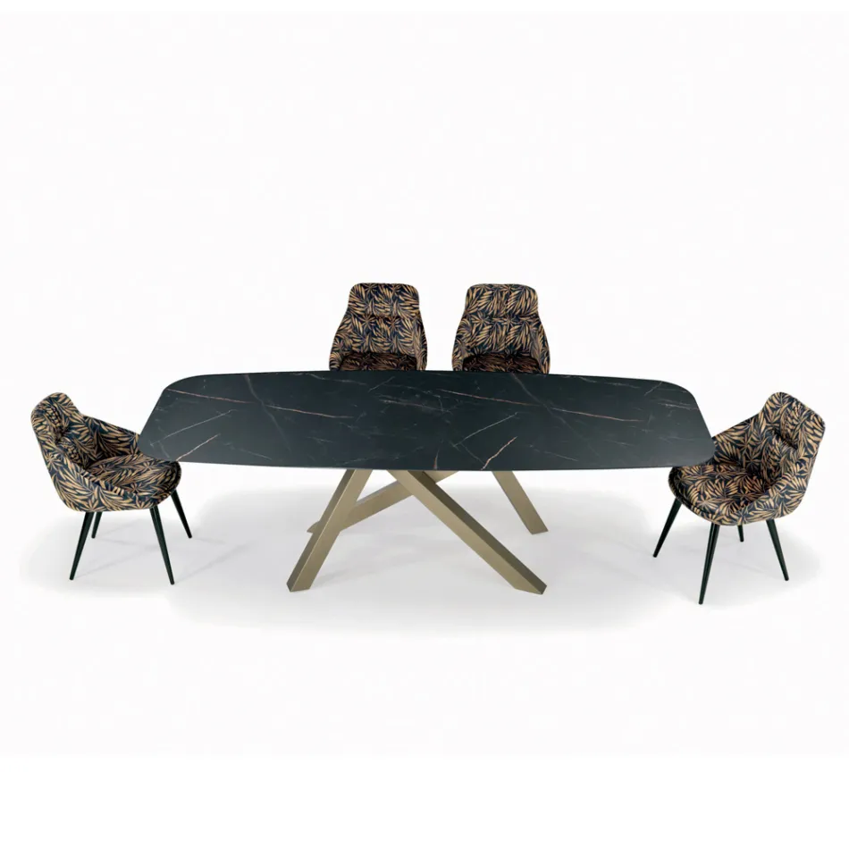 Fester Barrel-Tisch mit Laminatplatte, hergestellt in Italien – Settimmio Viadurini