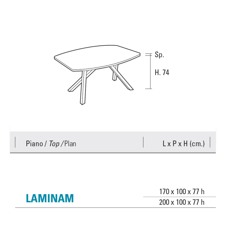 Fester Fasstisch aus glänzendem Calacatta-Schwarz-Laminam - Dialogo Viadurini