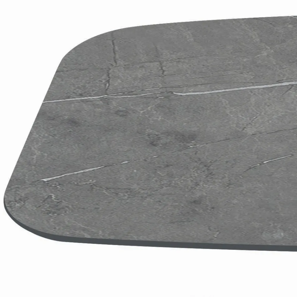 Fester Tisch mit schwarzem Stahlgestell und Laminatplatte, hergestellt in Italien – Gläser Viadurini