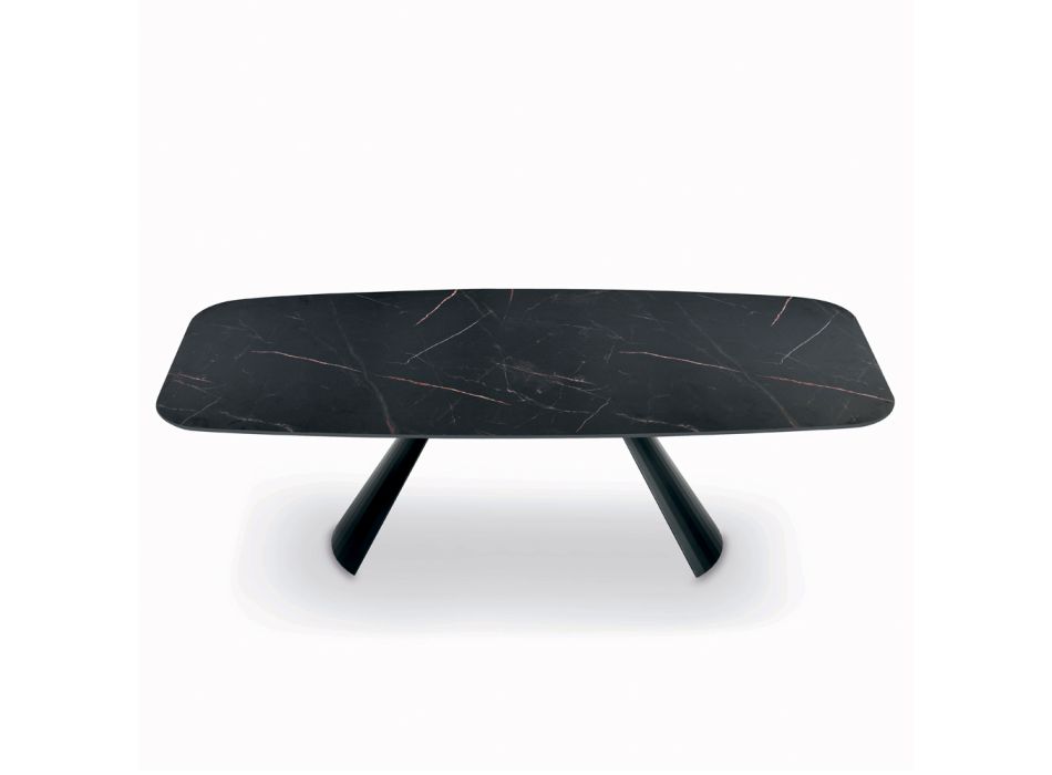 Fester Tisch mit schwarzem Stahlgestell und Laminatplatte, hergestellt in Italien – Gläser Viadurini