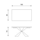 Fester Tisch mit Metallgestell und furnierter Eichenplatte – Marineblau Viadurini