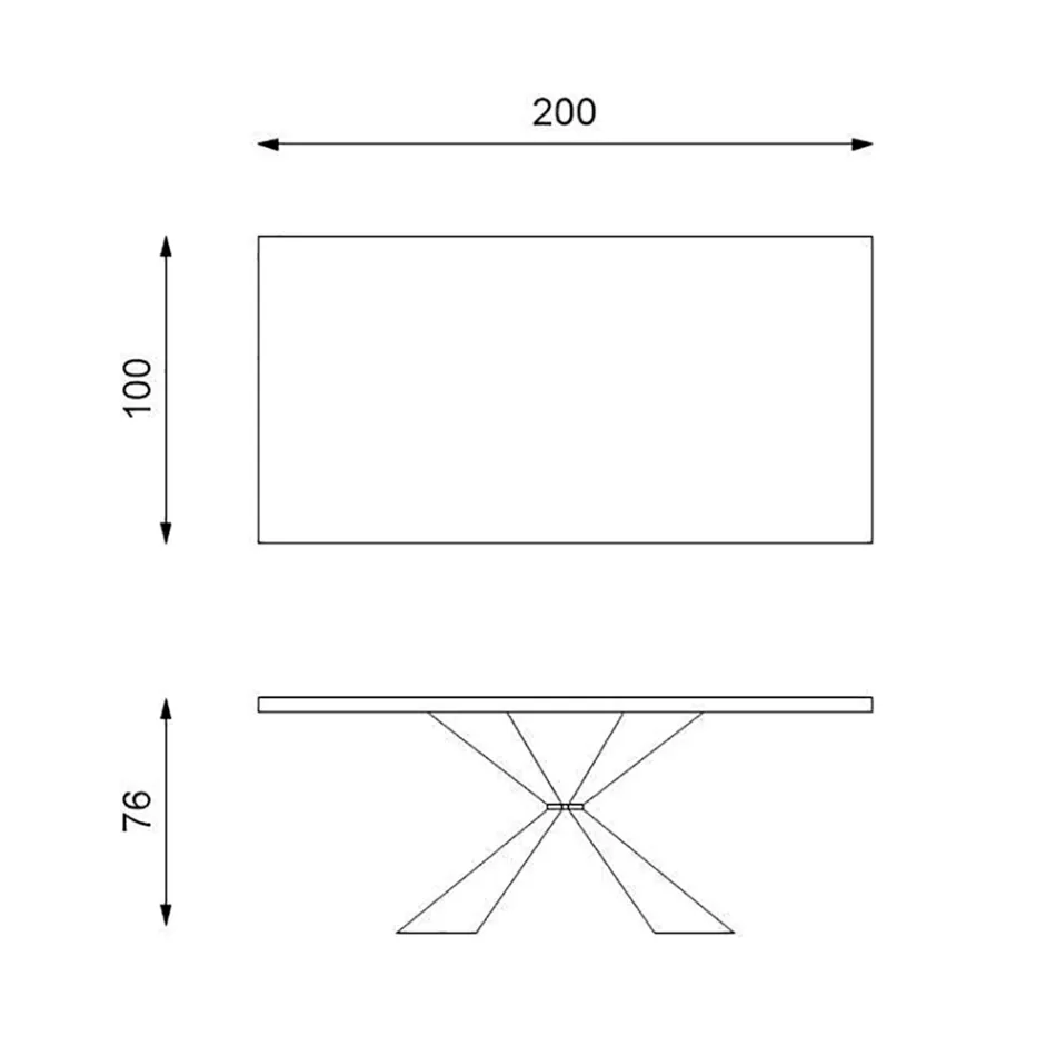 Fester Tisch mit Metallgestell und furnierter Eichenplatte – Marineblau Viadurini