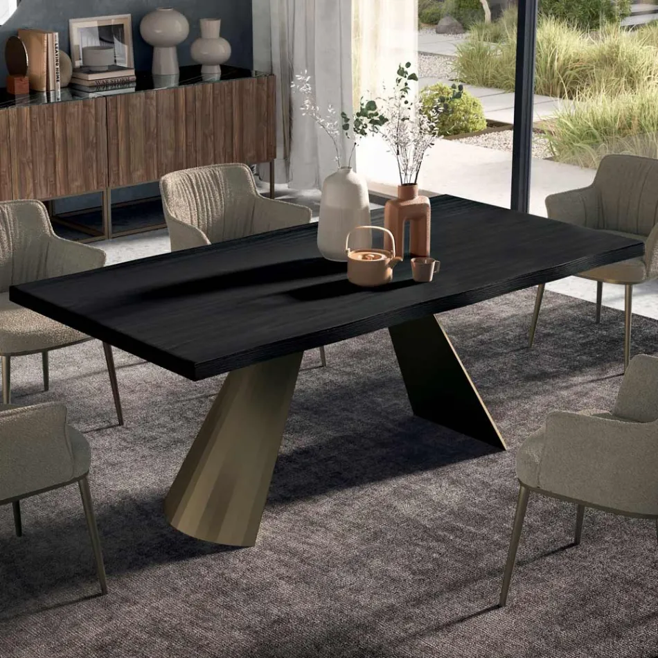 Fester Tisch mit unregelmäßiger entrindeter Kante, hergestellt in Italien – Gläser Viadurini