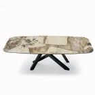 Fester Tisch mit tonnenförmiger Platte aus Keramik, hergestellt in Italien – Settimmio Viadurini