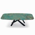 Fester Tisch mit tonnenförmiger Platte aus Keramik, hergestellt in Italien – Settimmio