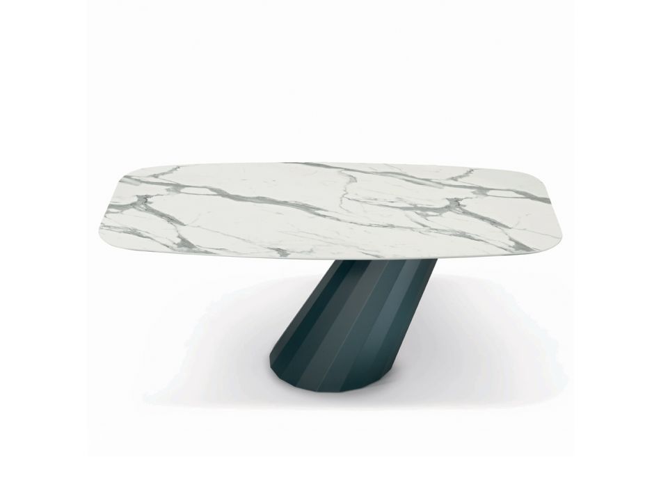Fester Tisch mit tonnenförmiger Laminatplatte, hergestellt in Italien – Hose Viadurini