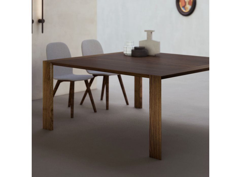 Fester Tisch mit abgeschrägter Platte aus Canaletto-Walnuss, hergestellt in Italien – Caspian Viadurini