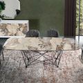 Fester Tisch mit fassförmiger Keramikplatte und Stahlgestell, hergestellt in Italien – Ezzellino
