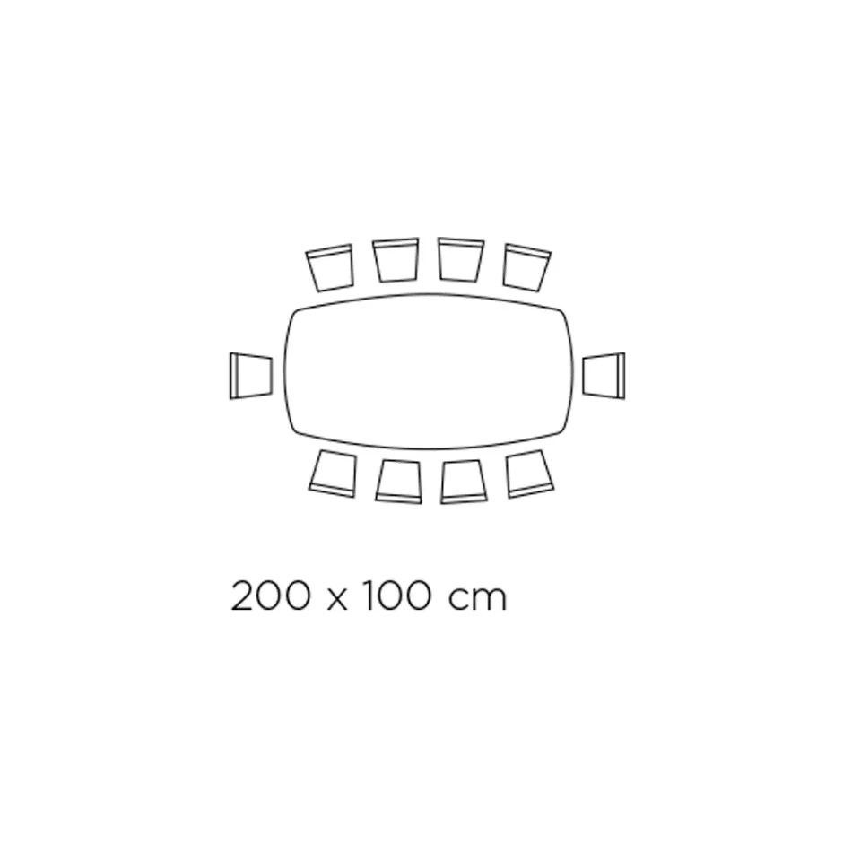 Fester Tisch mit tonnenförmiger Glasplatte und Stahlgestell, hergestellt in Italien – Ezzellino Viadurini
