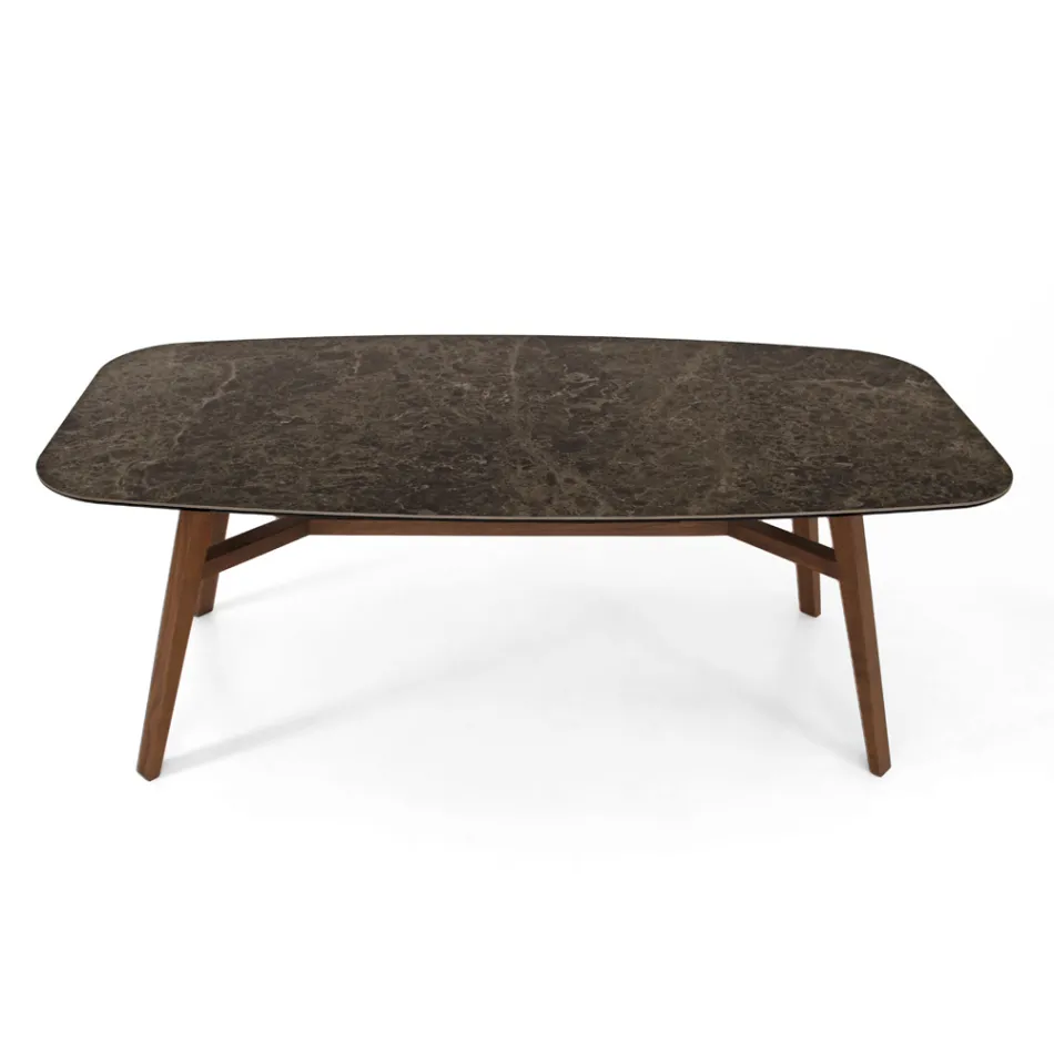 Fester Esstisch aus polierter Emperador-Keramik, hergestellt in Italien – Norden Viadurini