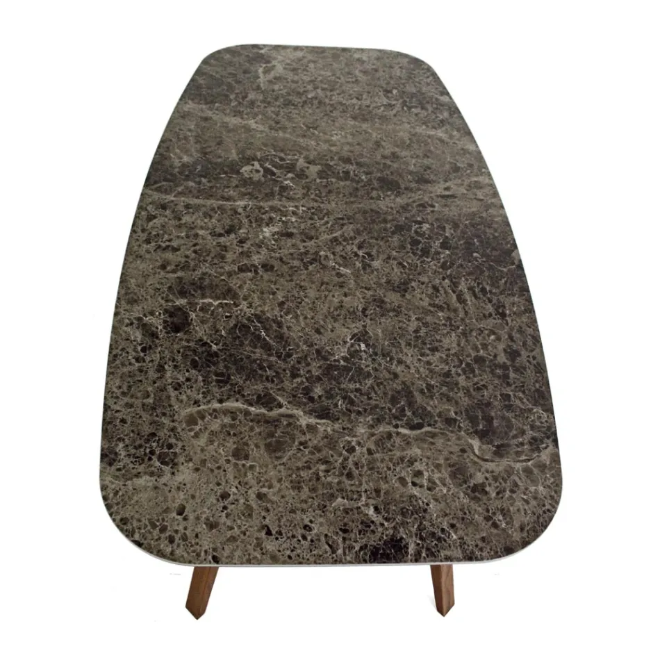 Fester Esstisch aus polierter Emperador-Keramik, hergestellt in Italien – Norden Viadurini