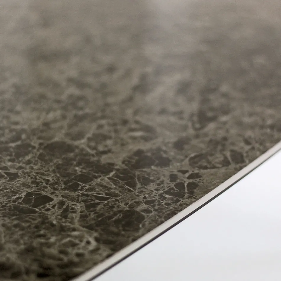 Fester Esstisch aus polierter Emperador-Keramik, hergestellt in Italien – Norden Viadurini