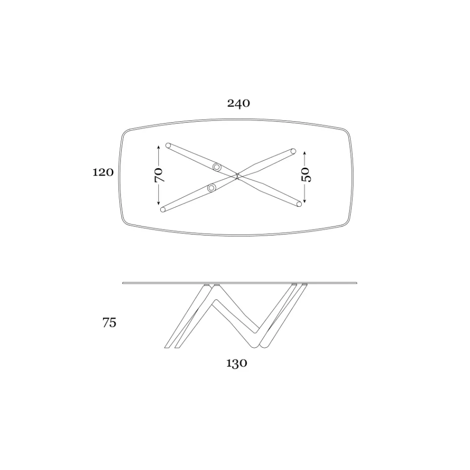 Fester Esstisch aus Glas und starrem Polyurethan, hergestellt in Italien – Lavendel Viadurini