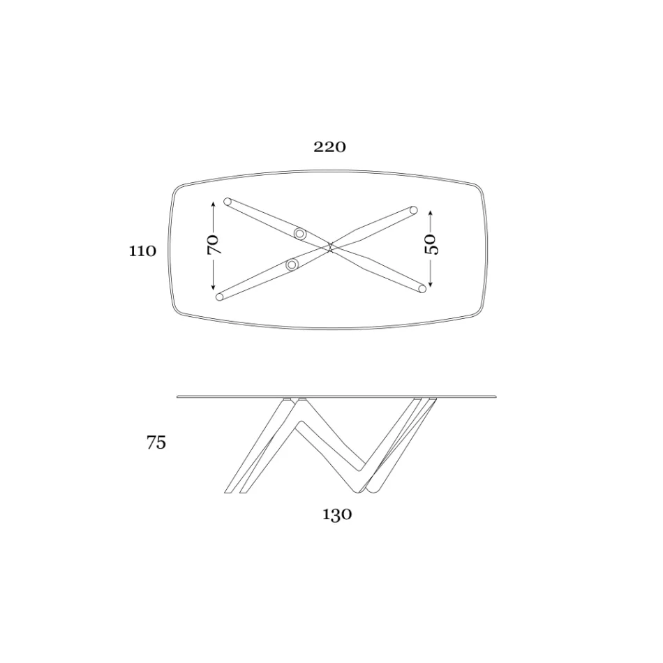 Fester Esstisch aus Glas und starrem Polyurethan, hergestellt in Italien – Lavendel Viadurini