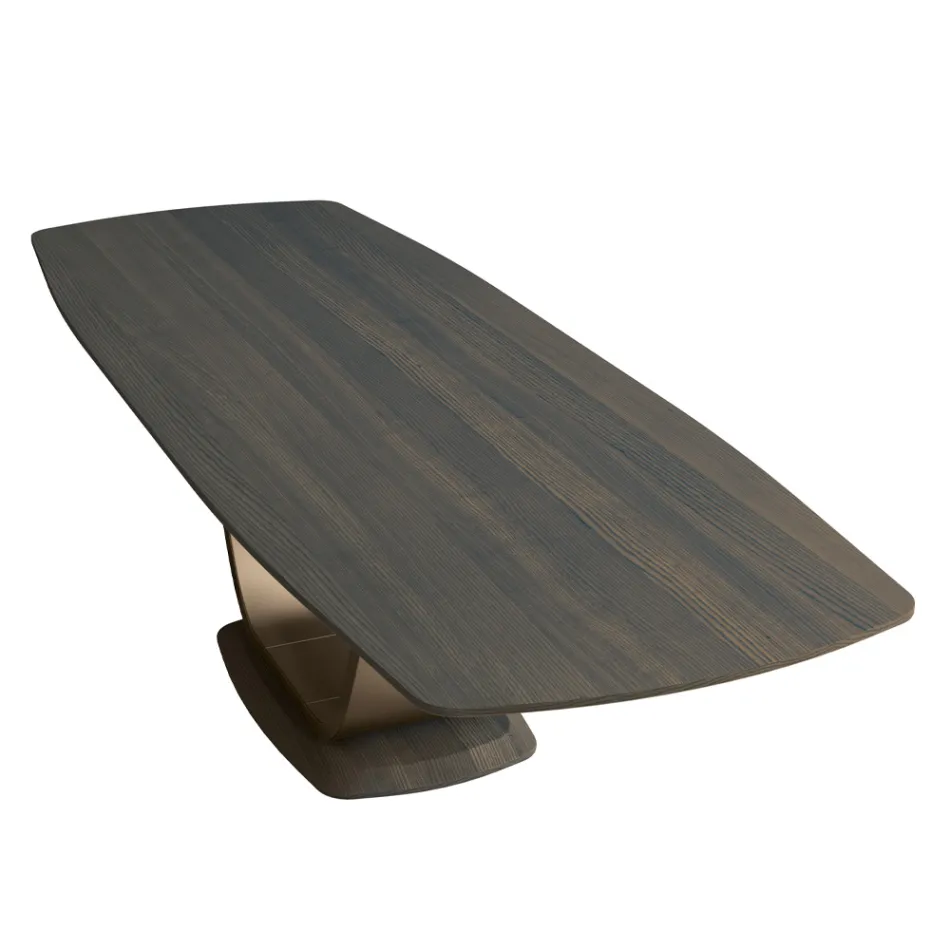 Fester Wohnzimmertisch aus Massivholz mit zentralem Sockel – Luuk Viadurini