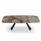 Fester Keramiktisch und Sockel aus schwarz lackiertem Stahl, hergestellt in Italien – Gläser Viadurini