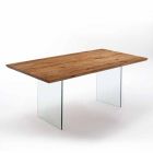 Fester Tisch aus Massivholz mit Beinen aus gehärtetem Glas Tito Viadurini