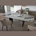 Fester Tisch aus Metall und Keramikplatte Arabesque Glossy - Eronte Viadurini