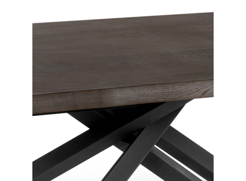 Fester Tisch aus Eichenfurnier und schwarzem Metallgestell – Skipper Viadurini