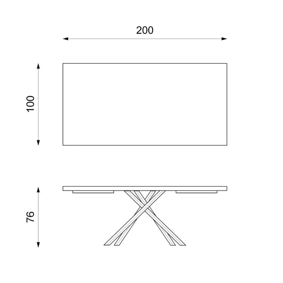 Fester Tisch aus Eichenfurnier und schwarzem Metallgestell – Skipper Viadurini
