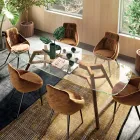 Fester Tisch aus extraklarem Glas und Esche, hergestellt in Italien – Norden Viadurini