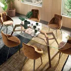 Fester Tisch aus extraklarem Glas und Esche, hergestellt in Italien – Norden Viadurini