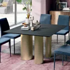 Fester quadratischer Tisch aus Laminat und Stahl, hergestellt in Italien – Schere Viadurini