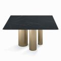 Fester quadratischer Tisch aus Laminat und Stahl, hergestellt in Italien – Schere