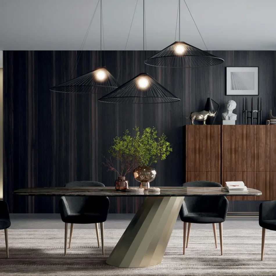 Fester rechteckiger Tisch aus Stahl und Keramik, hergestellt in Italien – Hose Viadurini