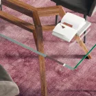 Fester rechteckiger Tisch aus extraklarem Glas und Esche, hergestellt in Italien – Norden Viadurini