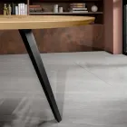 Fester runder Tisch mit Eichenfurnierplatte und Metallgestell – Alpenveilchen Viadurini