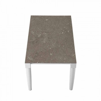 6 Sitzer Design Keramiktisch und weiße Holzbeine - Claudiano