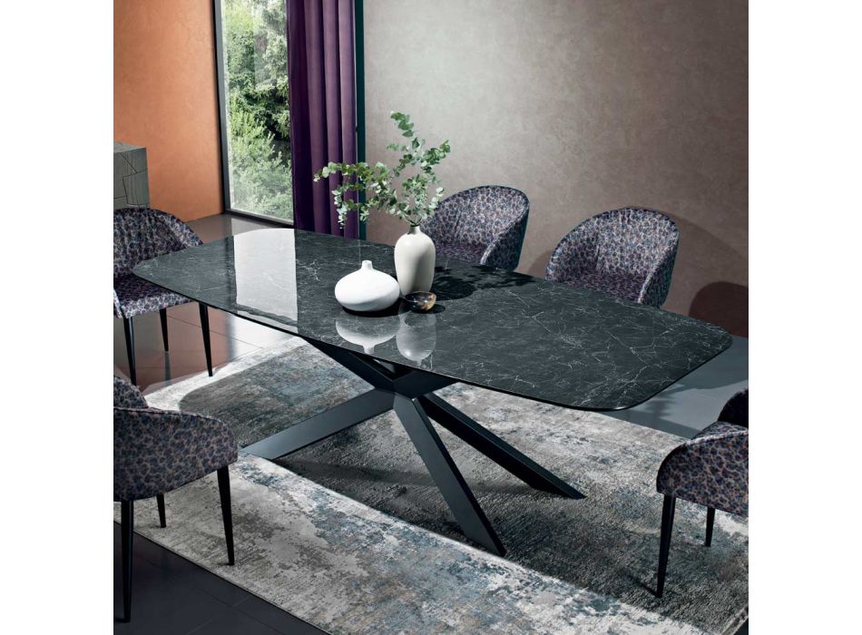 Polierter griechischer Tisch aus schwarzer Keramik, hergestellt in Italien – Grotta Viadurini