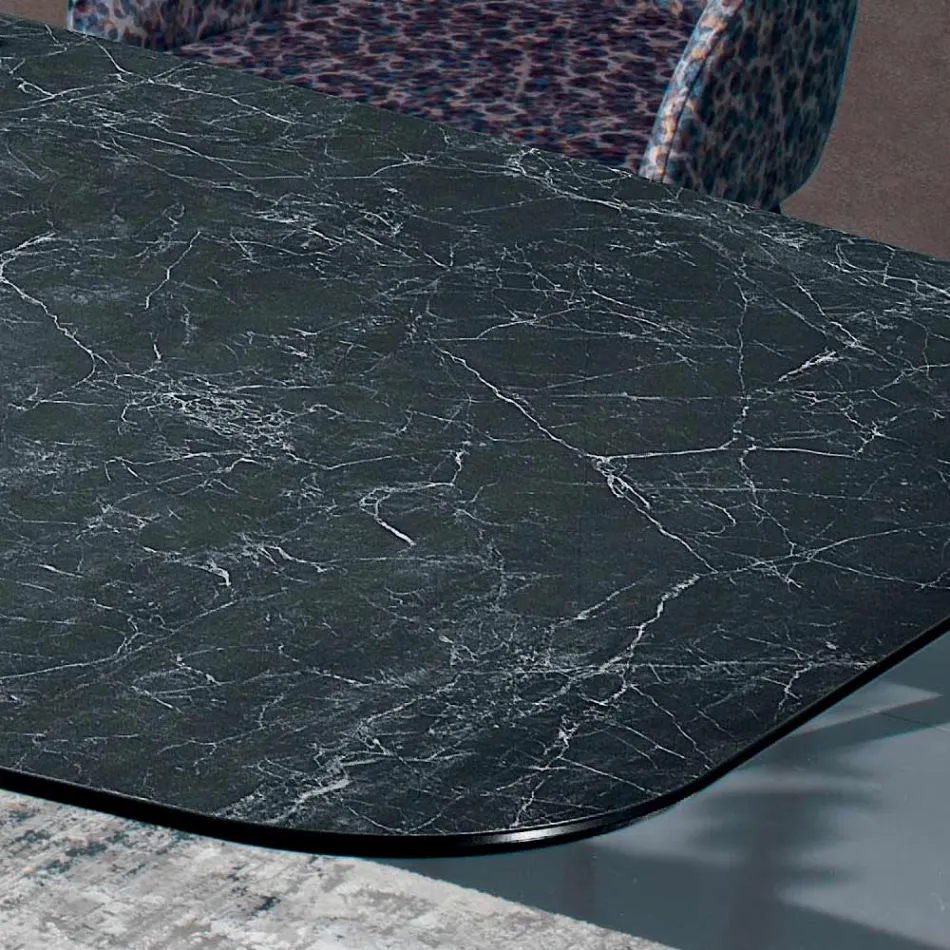 Polierter griechischer Tisch aus schwarzer Keramik, hergestellt in Italien – Grotta Viadurini