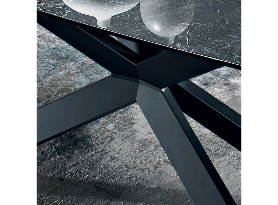 Polierter griechischer Tisch aus schwarzer Keramik, hergestellt in Italien – Grotta Viadurini