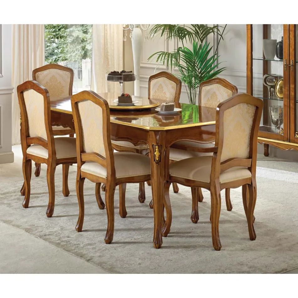 Ausziehbarer Holztisch 280 cm Klassischer Stil Made in Italy - Majesty Viadurini