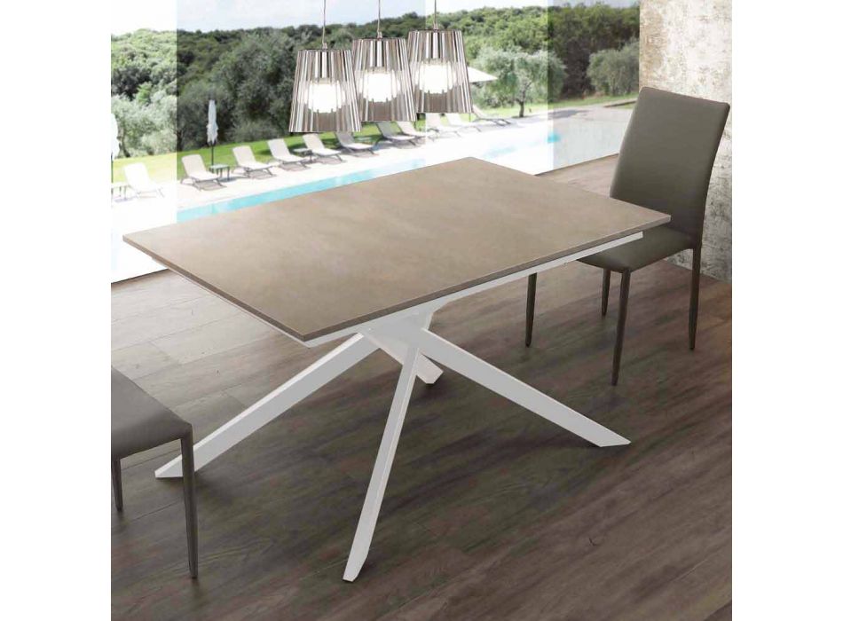 Holztisch ausziehbar bis 190 cm mit gekreuzter Lecce Basis Viadurini