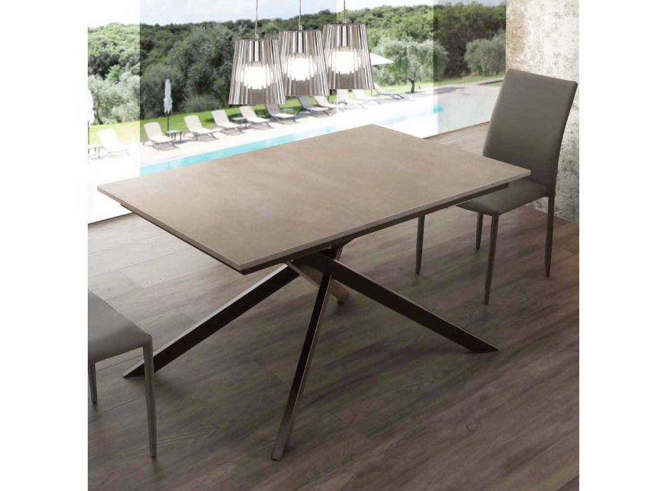 Holztisch ausziehbar bis 190 cm mit gekreuzter Lecce Basis Viadurini