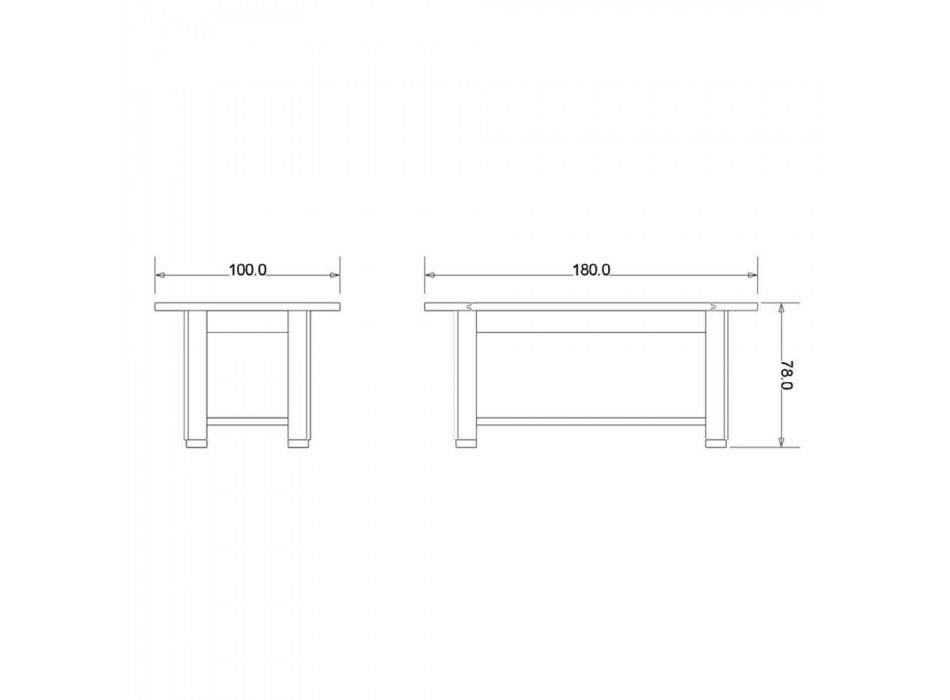 Eichenholztisch im modernen Design, L180x P100cm, Willis Viadurini