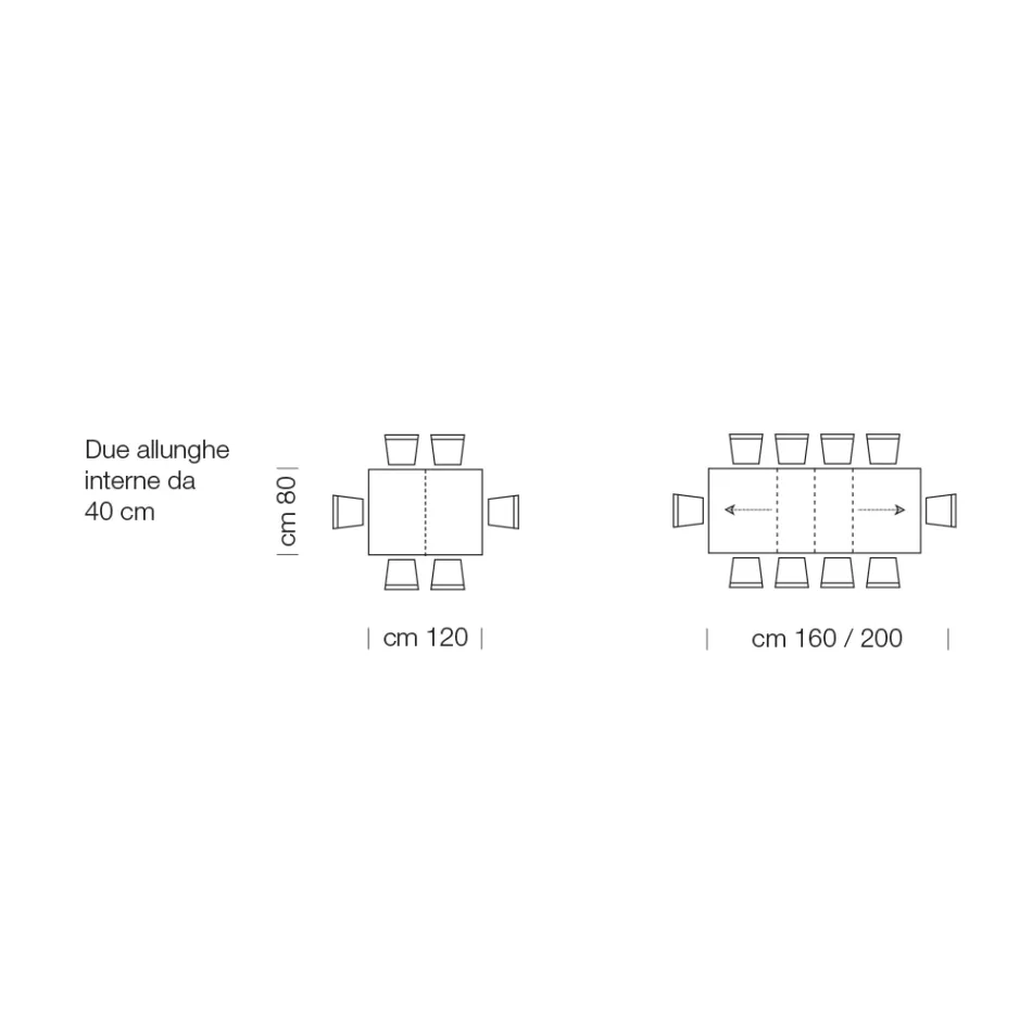 Ausziehbarer Tisch aus Laminatholz bis zu 470 cm, hergestellt in Italien – Gordito Viadurini