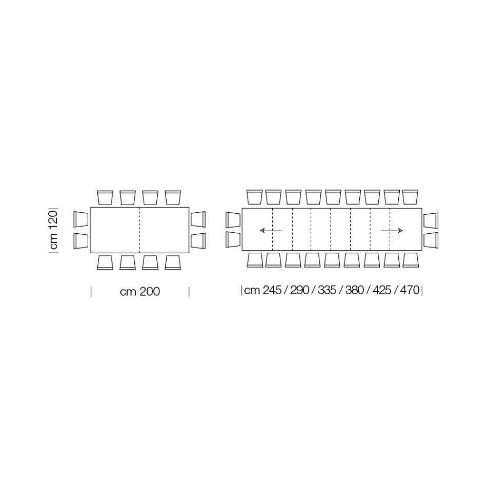 Ausziehbarer Tisch aus Melaminholz bis zu 470 cm, hergestellt in Italien – Gordito Viadurini