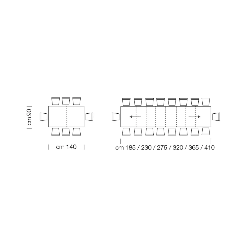 Ausziehbarer Tisch aus Melaminholz bis zu 470 cm, hergestellt in Italien – Gordito Viadurini