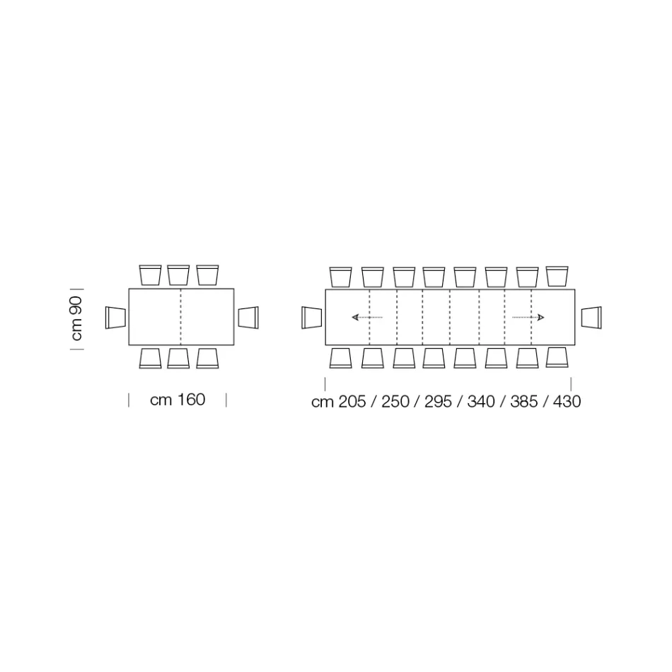 Ausziehbarer Tisch aus Melaminholz bis zu 470 cm, hergestellt in Italien – Gordito Viadurini