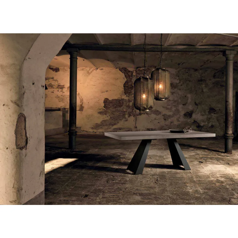 Moderner Tisch aus geknoteter Eiche aus Zerba in Italien Viadurini